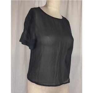 GUESS Sheer Short Sleeve Grey Top Size XS